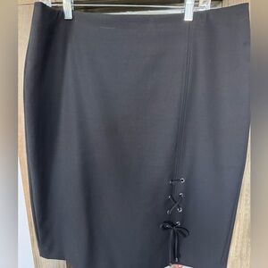 Talbots Black Tie Front Pencil Skirt